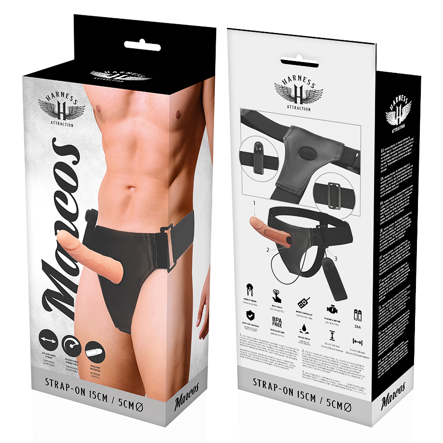 HARNESS ATTRACTION - RNES HOLLOW FRAMES MET VIBRATOR 15 CM -O- 5 CM