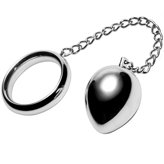 METAAL HARD - PIEMELRING 50MM + KETTING MET METALEN BAL
