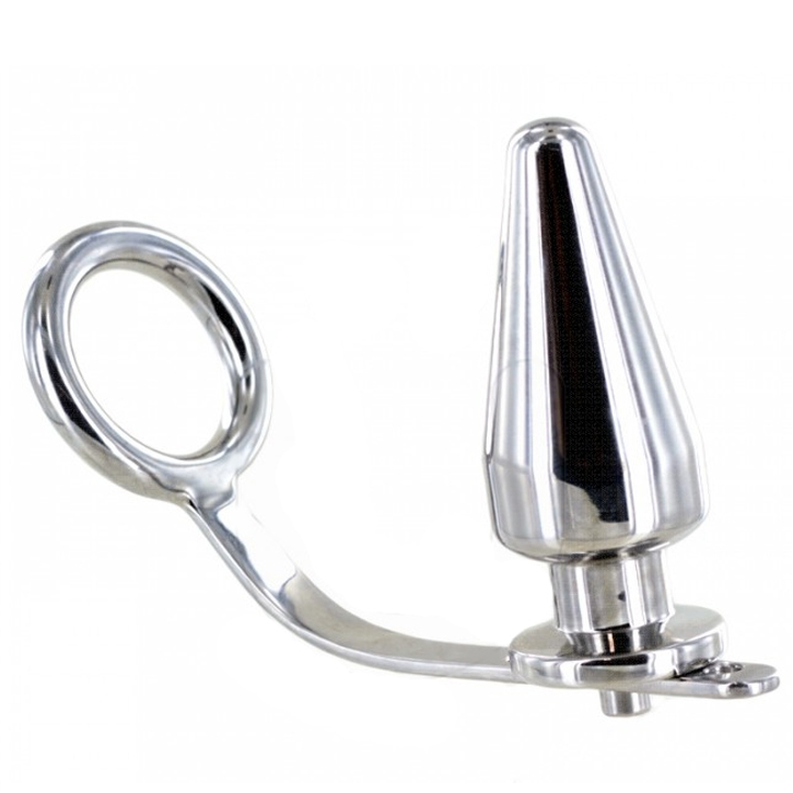 METAL HARD - STALEN RING MET ANAALPLUG 45 X 45MM