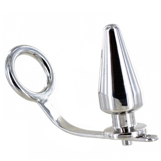 METAL HARD - STALEN RING MET ANAALPLUG 45 X 45MM