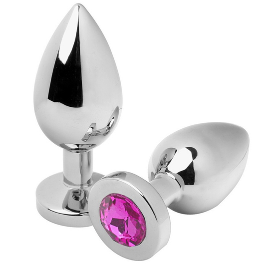 METAL HARD - ANAALPLUG DIAMANT ROZE MEDIUM 7.62CM
