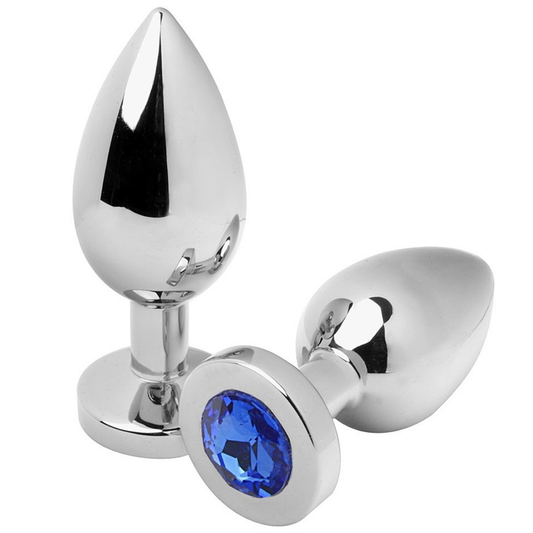 METAL HARD - ANALPLUG DIAMOND BLAUW MIDDEL 7,62 CM