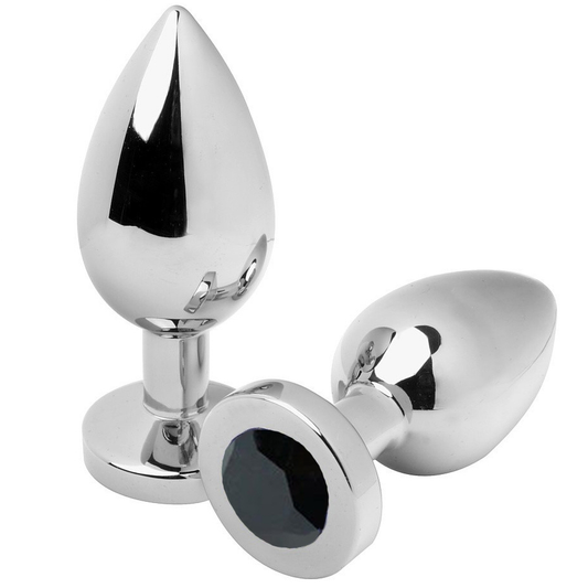 METAAL HARD - ANAALPLUG DIAMANT ZWART KLEIN 5,71CM
