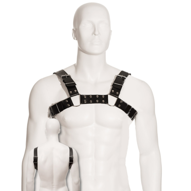 LEREN BODY - ZWART BULLDOG HARNAS