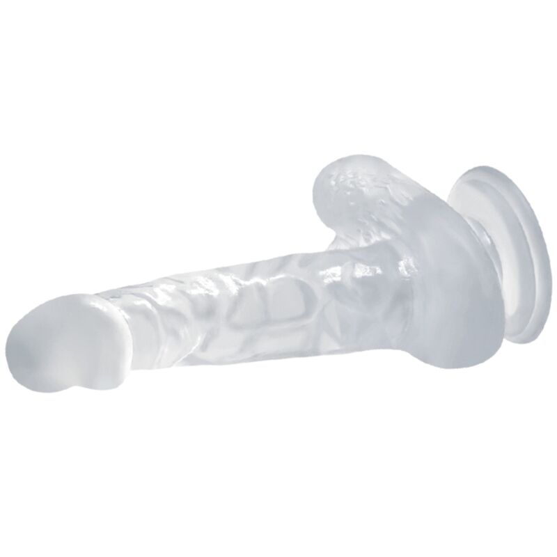 BAILE - REALISTISCHE DILDO MET ZUIGNAP EN TEELBALLEN 16,7 CM TRANSPARANT