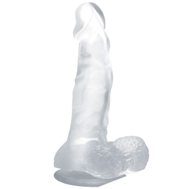 BAILE - REALISTISCHE DILDO MET ZUIGNAP EN TEELBALLEN 16,7 CM TRANSPARANT