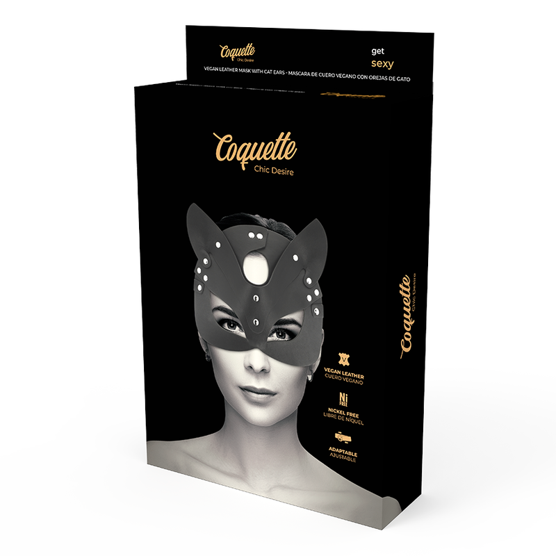 COQUETTE CHIC DESIRE - VEGAN LEREN MASKER MET KONIJNENOREN