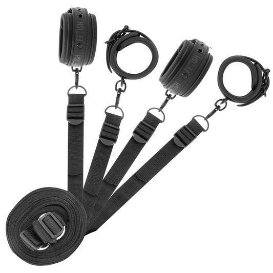 FETISH ONDERDANIG - SET HANDBOEIEN EN BANDEN MET NEOPREEN VOERING
