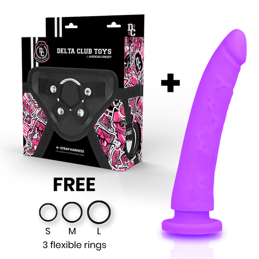 DELTA CLUB - SPEELGOED TUIGJE + DONG PAARS SILICONE 20 CM -O- 4 CM