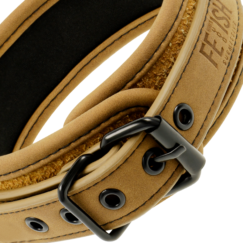 FETISJ SUBMISSIEF OORSPRONG - NEOPREEN GEVOERDE HALSBAND MET KETTING