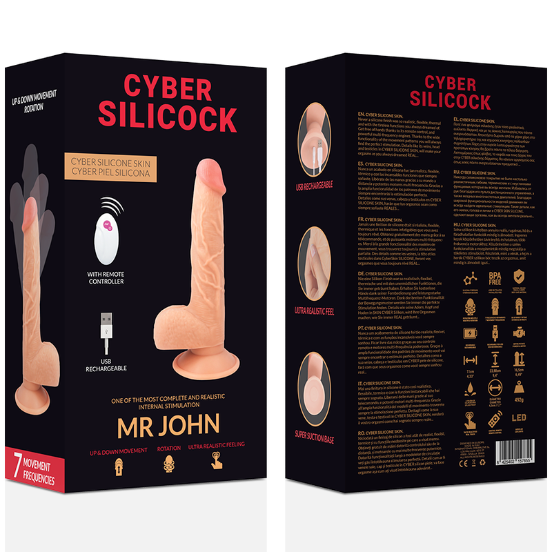 CYBER SILICOCK - AFSTANDSBEDIENING REALISTISCH MR JOHN 23,88 CM -O- 4,3 CM